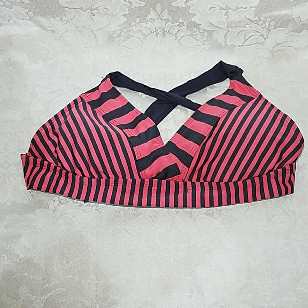 Pink and Dark Grey  Bikini Top